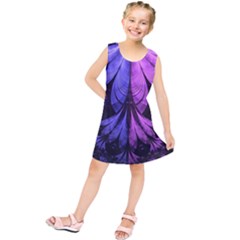 Beautiful Lilac Fractal Feathers Of The Starling Kids  Tunic Dress by jayaprime