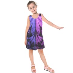 Beautiful Lilac Fractal Feathers Of The Starling Kids  Sleeveless Dress by jayaprime