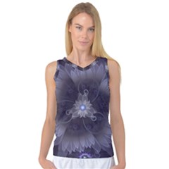 Amazing Fractal Triskelion Purple Passion Flower Women s Basketball Tank Top by jayaprime