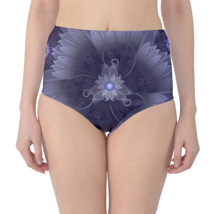 Amazing Fractal Triskelion Purple Passion Flower High-Waist Bikini Bottoms