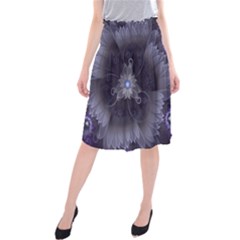 Amazing Fractal Triskelion Purple Passion Flower Midi Beach Skirt by jayaprime