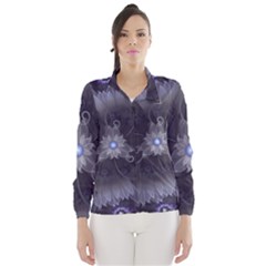 Amazing Fractal Triskelion Purple Passion Flower Wind Breaker (women)