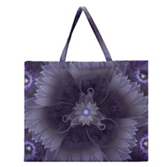 Amazing Fractal Triskelion Purple Passion Flower Zipper Large Tote Bag by jayaprime