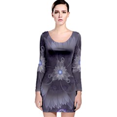 Amazing Fractal Triskelion Purple Passion Flower Long Sleeve Velvet Bodycon Dress by jayaprime