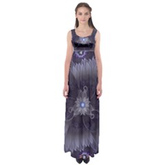 Amazing Fractal Triskelion Purple Passion Flower Empire Waist Maxi Dress by jayaprime