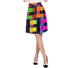 Colorful Rectangles And Squares                        A-line Skater Skirt by LalyLauraFLM