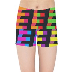 Colorful Rectangles And Squares                  Kids  Skinny Shorts by LalyLauraFLM