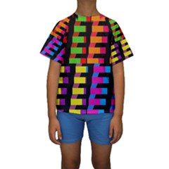 Colorful Rectangles And Squares                         Kid s Short Sleeve Swimwear by LalyLauraFLM