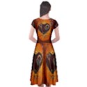 Steampunk, Heart With Gears, Dragonfly And Clocks Cap Sleeve Wrap Front Dress View2