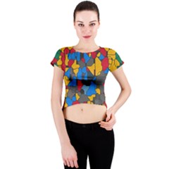 Stained Glass                        Crew Neck Crop Top by LalyLauraFLM