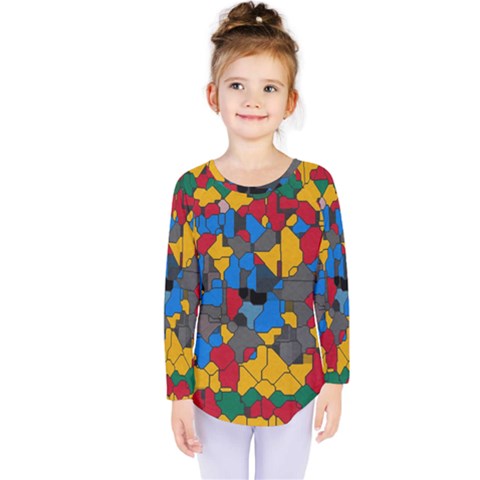 Stained Glass                           Kids  Long Sleeve Tee by LalyLauraFLM