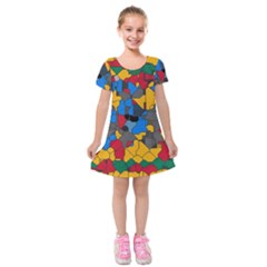 Stained Glass                            Kids  Short Sleeve Velvet Dress by LalyLauraFLM