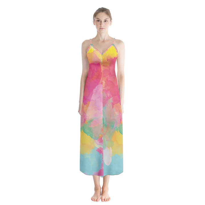 Pastel watercolors canvas                        Chiffon Maxi Dress