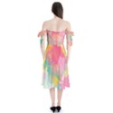 Pastel watercolors canvas                Shoulder Tie Bardot Midi Dress View2