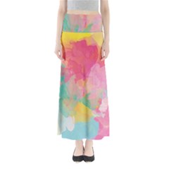 Pastel Watercolors Canvas                   Women s Maxi Skirt by LalyLauraFLM