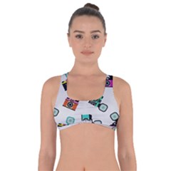 Old Cameras Pattern                            Got No Strings Sports Bra by LalyLauraFLM