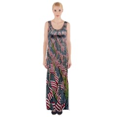 Repetition Retro Wallpaper Stripes Maxi Thigh Split Dress by BangZart