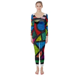 Stained Glass Color Texture Sacra Long Sleeve Catsuit by BangZart