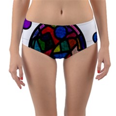 Stained Glass Color Texture Sacra Reversible Mid-waist Bikini Bottoms by BangZart