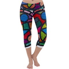 Stained Glass Color Texture Sacra Capri Yoga Leggings by BangZart