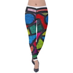 Stained Glass Color Texture Sacra Velvet Leggings by BangZart