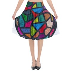 Stained Glass Color Texture Sacra Flared Midi Skirt by BangZart