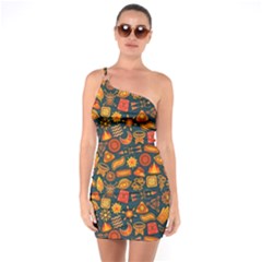 Pattern Background Ethnic Tribal One Soulder Bodycon Dress