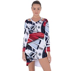 Footrests Motorcycle Page Asymmetric Cut-out Shift Dress by BangZart