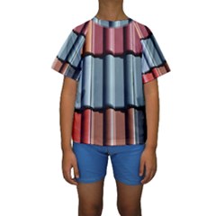 Shingle Roof Shingles Roofing Tile Kids  Short Sleeve Swimwear by BangZart