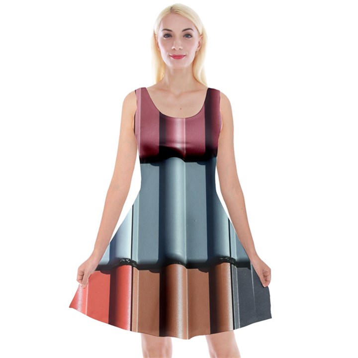 Shingle Roof Shingles Roofing Tile Reversible Velvet Sleeveless Dress