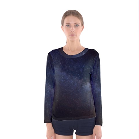 Cosmos Dark Hd Wallpaper Milky Way Women s Long Sleeve Tee by BangZart