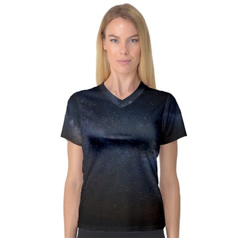 Cosmos Dark Hd Wallpaper Milky Way Women s V-neck Sport Mesh Tee by BangZart