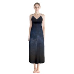 Cosmos Dark Hd Wallpaper Milky Way Button Up Chiffon Maxi Dress by BangZart