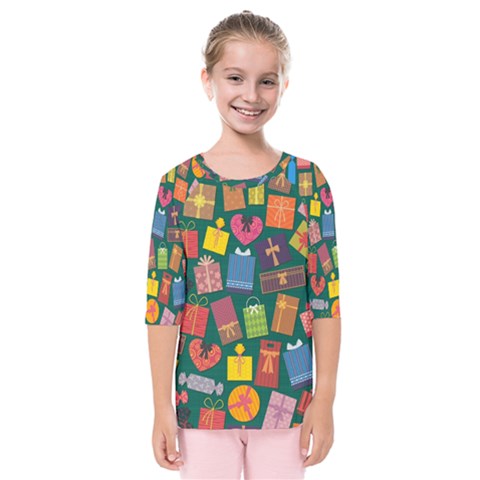 Presents Gifts Background Colorful Kids  Quarter Sleeve Raglan Tee by BangZart