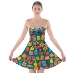 Presents Gifts Background Colorful Strapless Bra Top Dress by BangZart