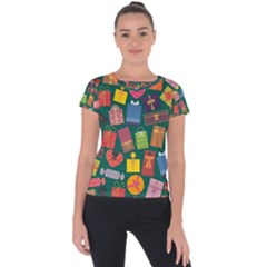 Presents Gifts Background Colorful Short Sleeve Sports Top  by BangZart