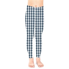 Silent Night Blue Large Gingham Check Kids  Legging by PodArtist