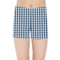 Silent Night Blue Large Gingham Check Kids Sports Shorts