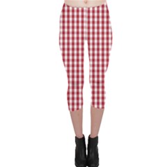 Usa Flag Red Blood Large Gingham Check Capri Leggings 