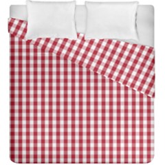 Usa Flag Red Blood Large Gingham Check Duvet Cover Double Side (king Size) by PodArtist