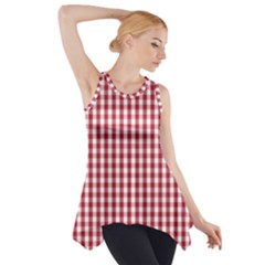 Usa Flag Red Blood Large Gingham Check Side Drop Tank Tunic