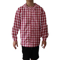 Usa Flag Red Blood Large Gingham Check Hooded Wind Breaker (kids)