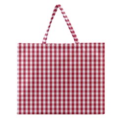 Usa Flag Red Blood Large Gingham Check Zipper Large Tote Bag by PodArtist