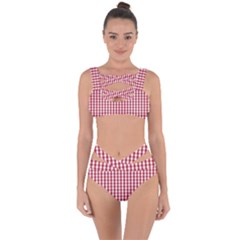 Usa Flag Red Blood Large Gingham Check Bandaged Up Bikini Set 