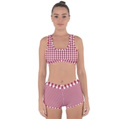 Usa Flag Red Blood Large Gingham Check Racerback Boyleg Bikini Set