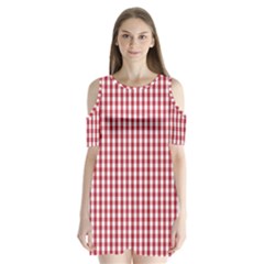 Usa Flag Red Blood Large Gingham Check Shoulder Cutout Velvet  One Piece by PodArtist