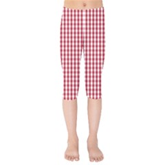 Usa Flag Red Blood Large Gingham Check Kids  Capri Leggings  by PodArtist