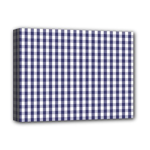 Usa Flag Blue Large Gingham Check Plaid  Deluxe Canvas 16  X 12  