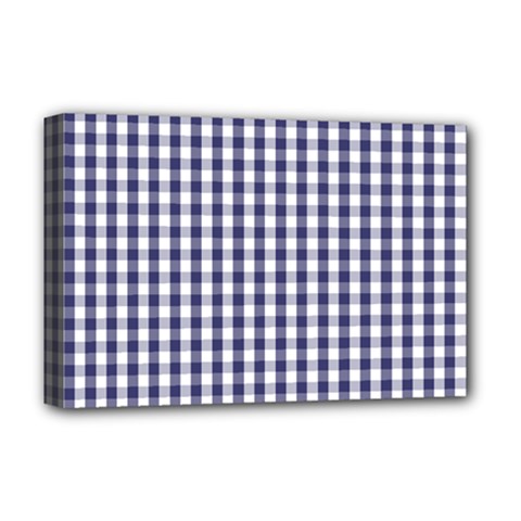 Usa Flag Blue Large Gingham Check Plaid  Deluxe Canvas 18  X 12  