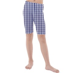 Usa Flag Blue Large Gingham Check Plaid  Kids  Mid Length Swim Shorts